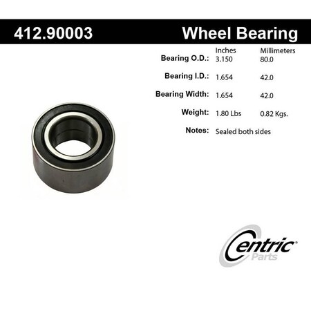 Centric Parts Standard Double Row Wheel Bearing, 412.90003E 412.90003E